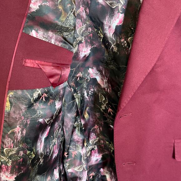 Tayion Collection Mens Classic-Fit Plaid Suit Jacket Red 42R $360 - Picture 10 of 10